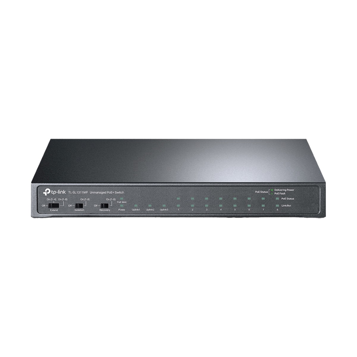 Switch PoE+ No Administrable De Escritorio 11 Puertos / 8 puertos 10/100 Mbps PoE af/at Inteligiente / Presupuesto 124 W / Hasta 250 metros