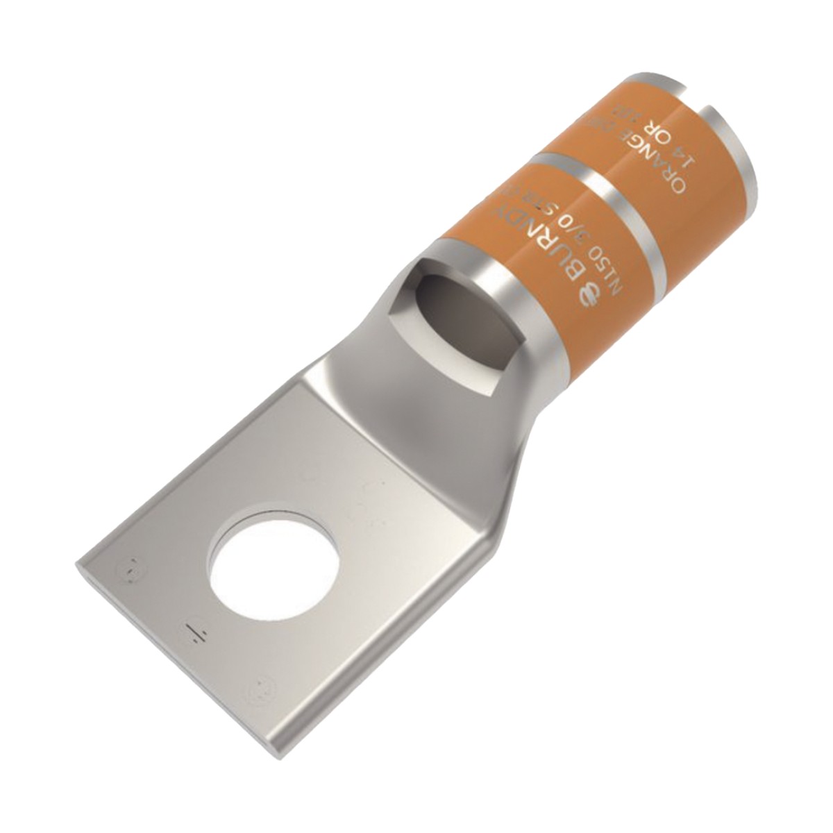 Zapata Terminal de Compresión de Barril Corto para Tornillo de 1/2" y Calibre 3/0 AWG.