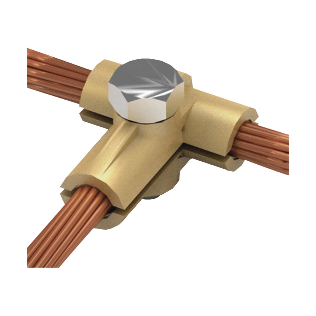 Conector tipo T de latón para diametro 50-70 mm2 cable (1/0-2/0 AWG)