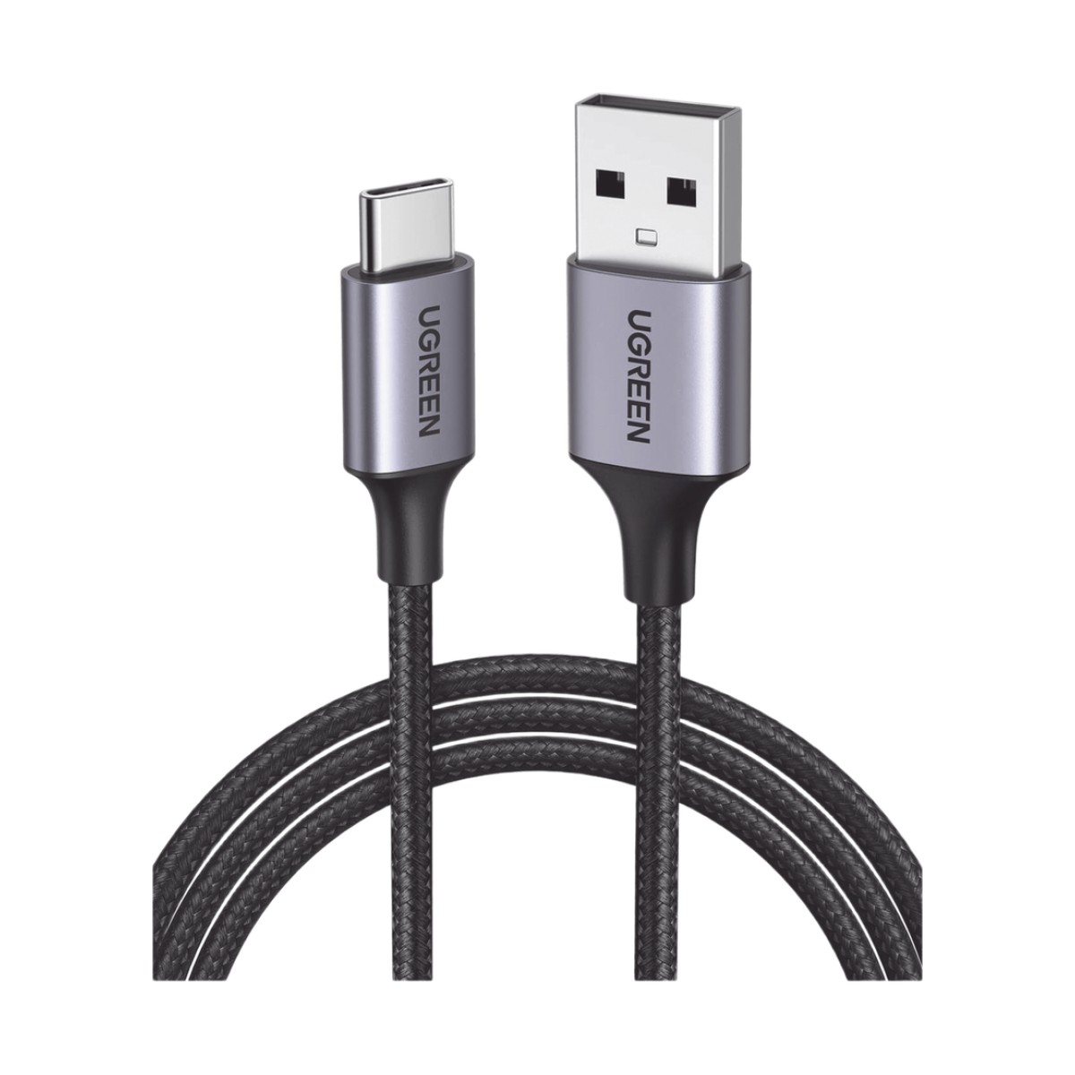 Cable USB-A a USB-C | 2 Metros (6.56 Pies) | Transferencia de Datos de 480 Mbps | Carga Rápida | QC 4.0/3.0/2.0 | FPC | AFC | Protección Integrada | Caja de Aluminio | Nylon Trenzado | Color Negro