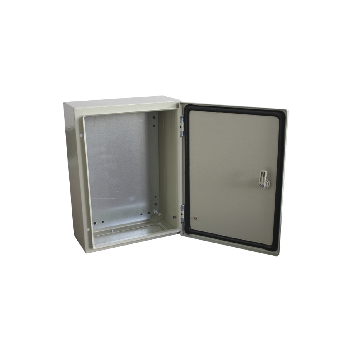 Gabinete de Acero IP66 Uso en Intemperie (300 x 400 x 200 mm) con Placa Trasera Interior de Metal y Compuerta Inferior Atornillable (Incluye Chapa y Llave T).