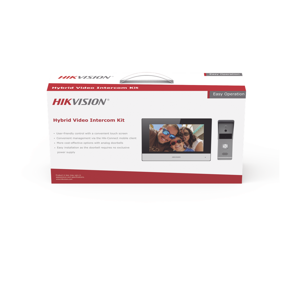 Kit de Videoportero Híbrido Analógico de Metal / IP a 4 Hilos con Función de Llamada a App Hik-Connect / Monitor se Conecta a Internet por Cable o WiFi y por 4 Hilos al Frente de Calle  IP65 / Expandible a Mas Equipos