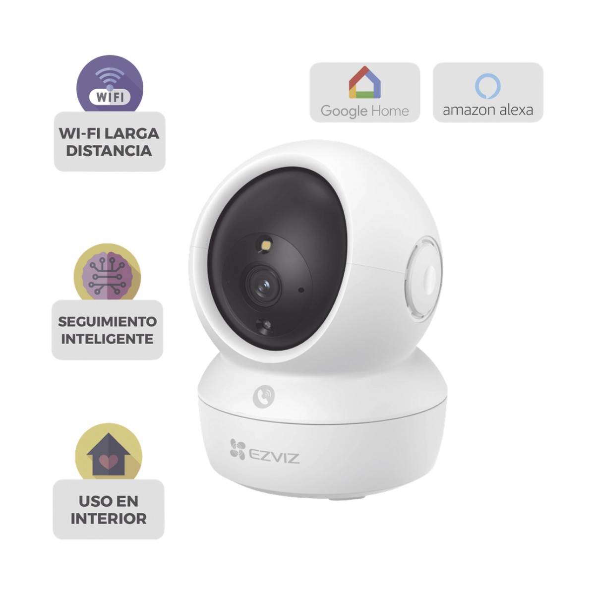 Camara PT 3 Megapixel / Wi-Fi de Doble banda 2.4 / 5 GHz / Vision Nocturna A Color / Detección de Ruidos Fuertes / Seguimiento Inteligente / Deteccion de Humanos / Audio de Dos Vías / MicroSD512GB