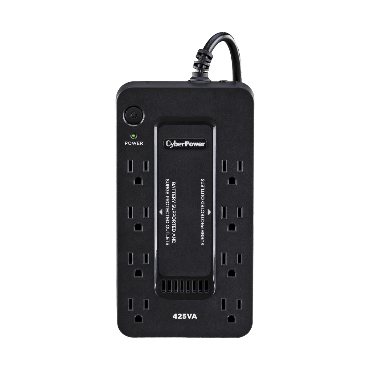 UPS de 425 VA/255 W, Topología Standby, Entrada 120 Vca NEMA 5-15P, Tipo Gabinete Compacto, Con 8 Tomas NEMA 5-15R