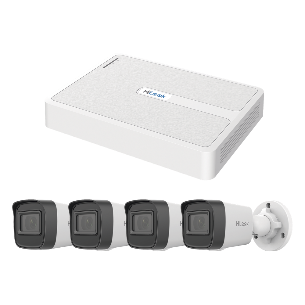 Kit IP 2 Megapixel / NVR de 8 Canales con 8 Puertos PoE  / 4 Cámaras IP Bala para Exterior