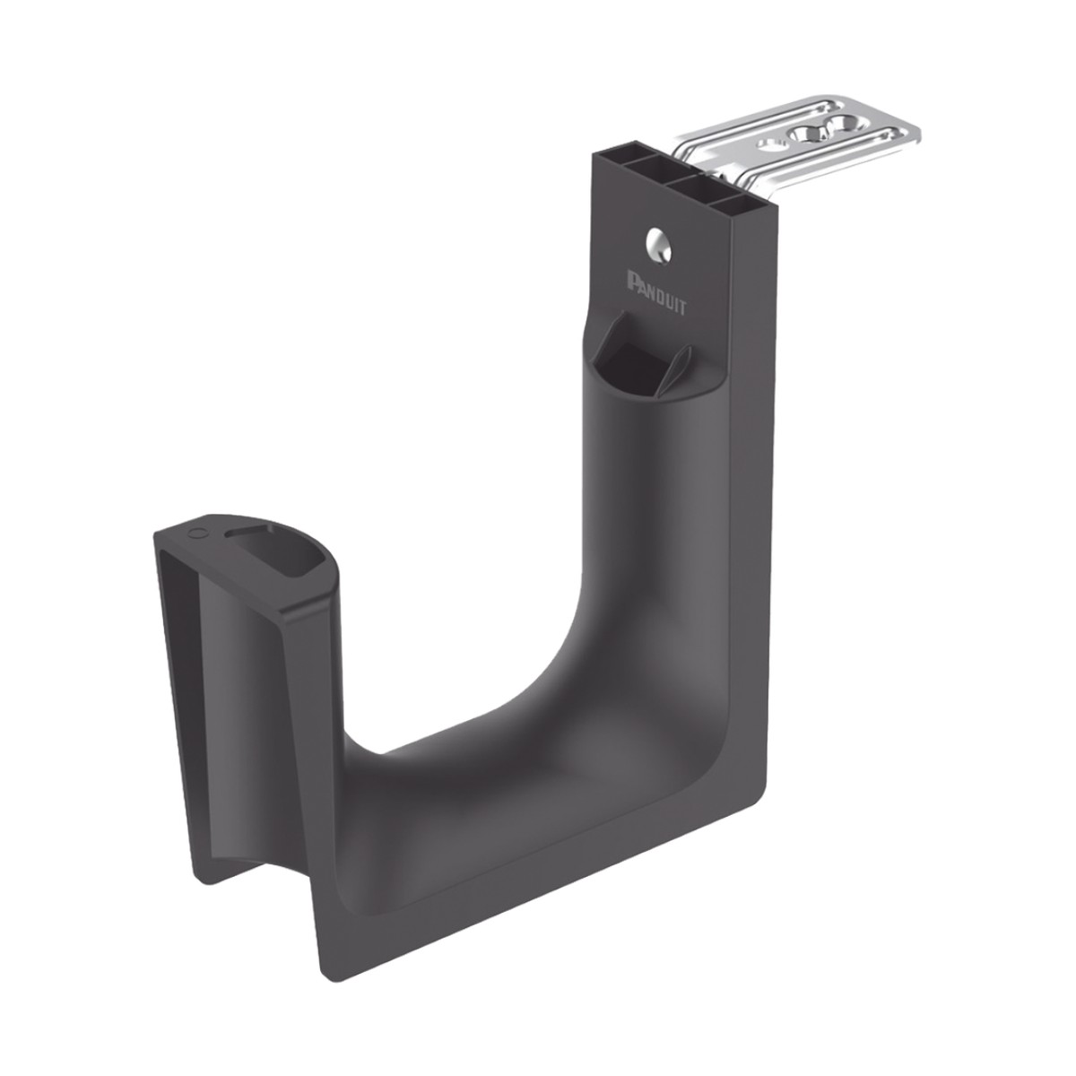Sujetador STRONGHOLD tipo J (J-Hook), Con Soporte para Montaje en Techo, Para 180 Cables Cat6, Nylon 6.6, Color Negro, 10 piezas