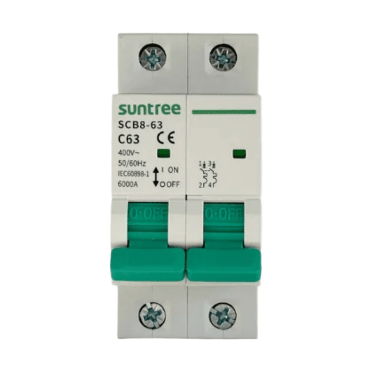 Protección Térmica/ Interruptor 2P, 20 A,  Corriente Alterna 400Vca para Aplicación Fotovoltaica Montaje Riel DIN