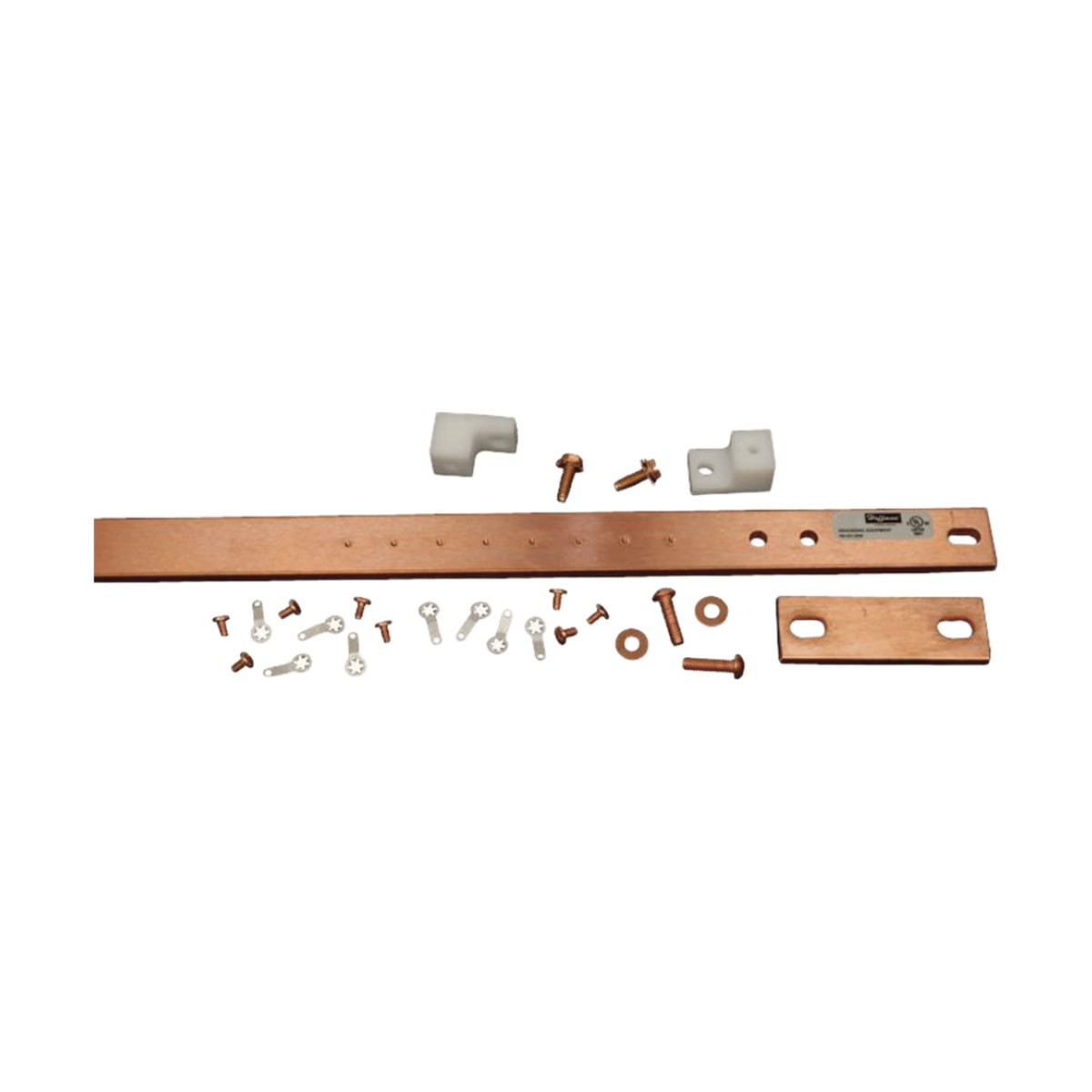 Barra de Tierra Física para Rack 19" (482.6 mm) / 1 UR / Aleación de Cobre 110 Estañado / Espesor 6 mm / Cumple EIA-310-D / Incluye Kit de Montaje