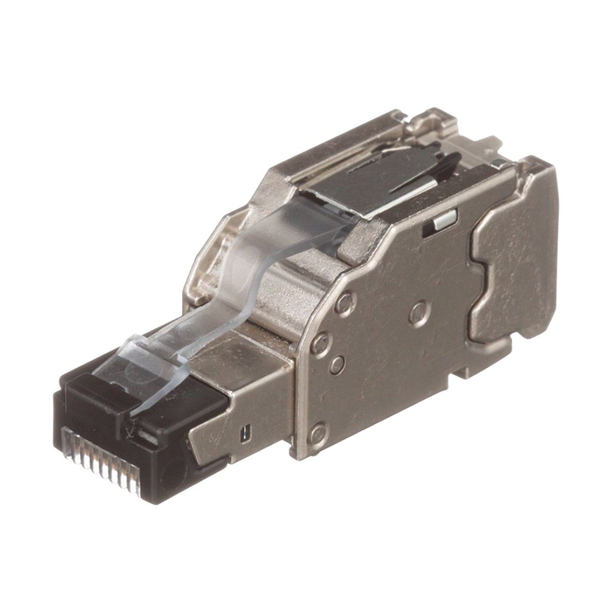 Plug RJ45 Blindado, Instalación Recta, Terminación en Campo Certificable, Compatible con Cat5e, Cat6 y Cat6A, Color Plata