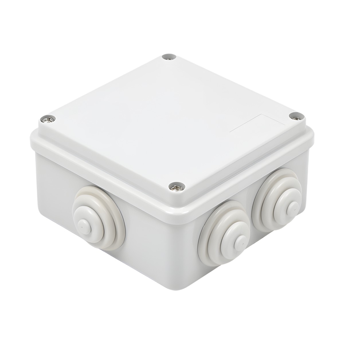 Caja Estanca de PVC Para Derivación y Conexión, 6 Entradas, Tapa Atornillada,100x100x50 mm (Área Interna), Uso Exterior IP55, Material que no Propaga el Fuego y Libre de Hálogenos