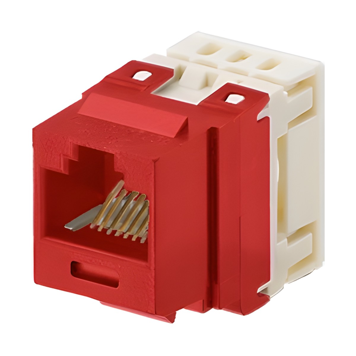 Conector Jack Estilo 110 (de Impacto), Tipo Keystone, Categoría 5e, de 8 Posiciones y 8 Cables, Color Rojo