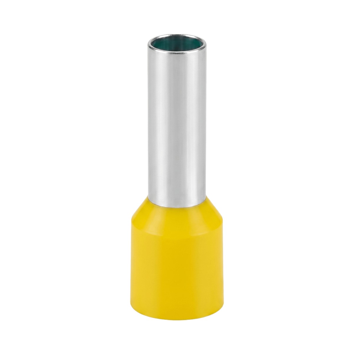 Conector Ferrule | 10AWG | 6mm²  | Conductor Latón Estañado  | Aislamiento PVC Amarillo | 25 Piezas por Bolsa