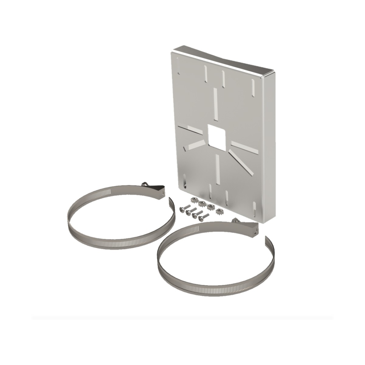 Montaje universal galvanizado para instalación de cámaras en poste 2" a 5" color gris galvanizado