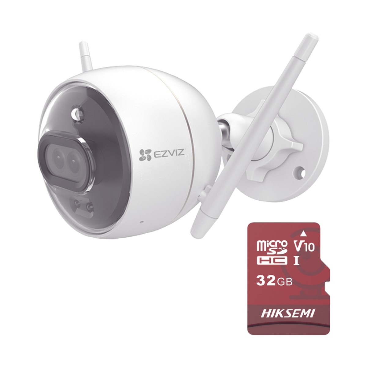 Kit de Camara WiFi y Memoria Micro SD / Incluye 1 Pieza C3X y 1 Memoria MicroSD 32GB / Audio de Dos Vías / Colores en Oscuridad / Detección Humana y de Vehículo