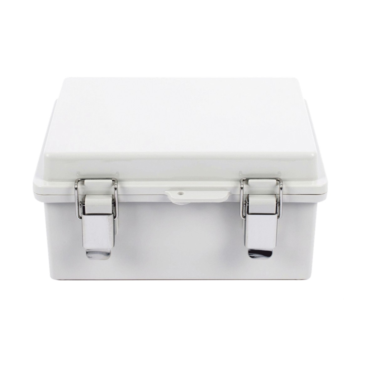 Gabinete de Plástico ABS, Uso en Intemperie IP66 (170 x 220 x 110 mm) Cierre por broche Inoxidable y Permite Cerrado con Candado y Llave (Perno 5mm) No Incluido