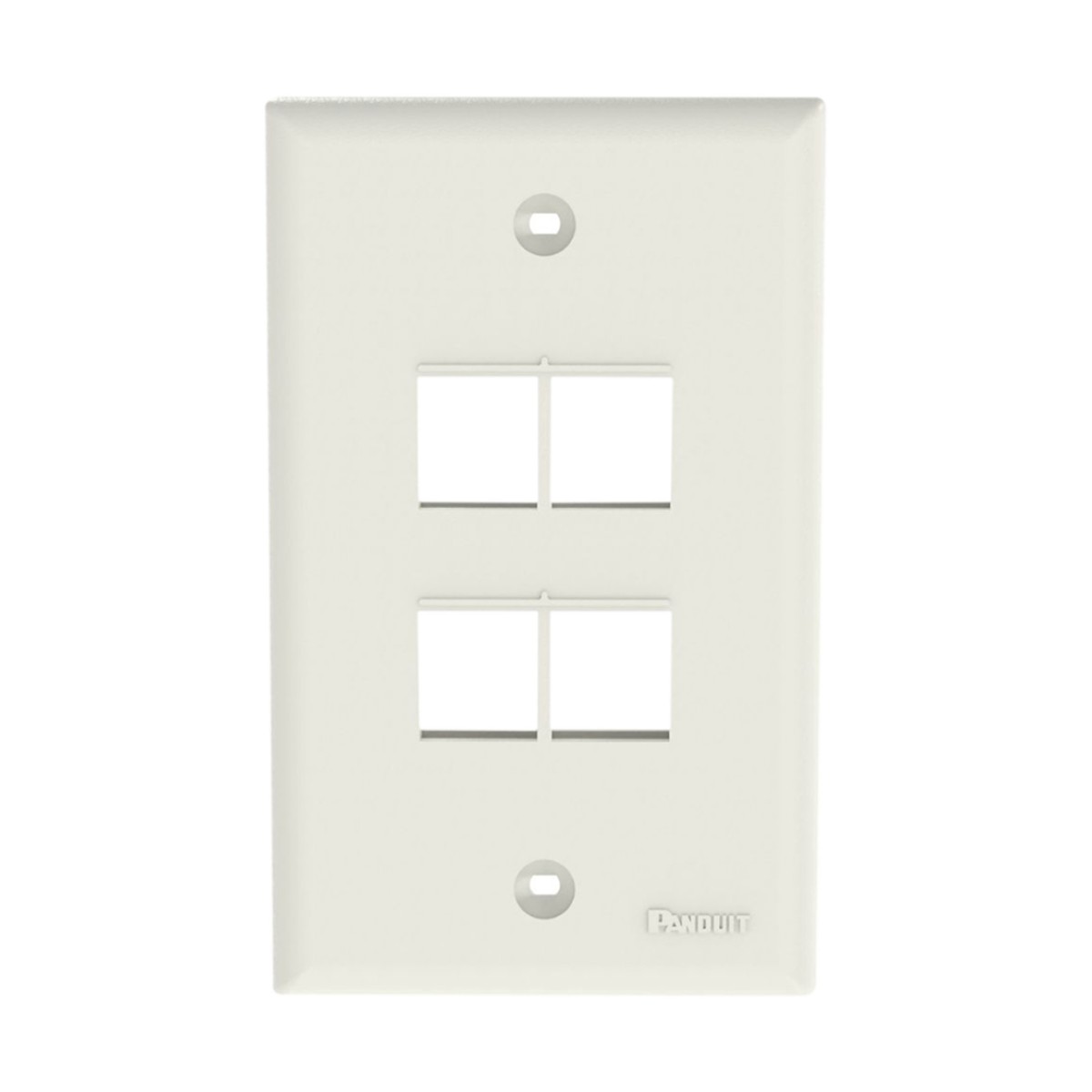Placa de Pared Vertical, Salida Para 4 Puertos Keystone, Color Blanco Mate