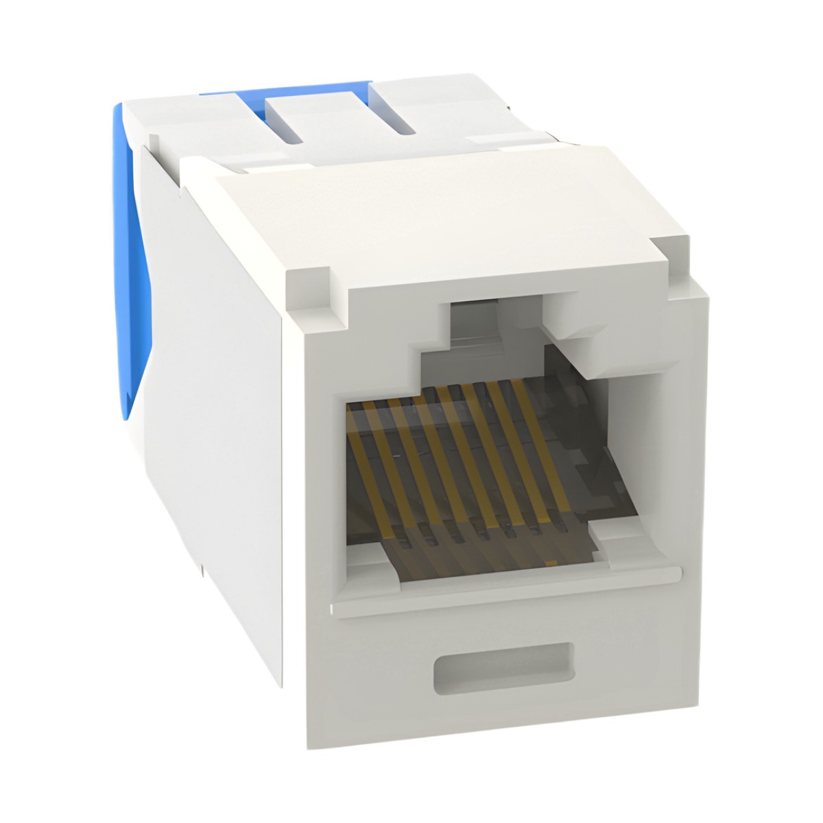 Conector Jack RJ45 Estilo TG, Mini-Com, Categoría 6A, Con Gel Resistente a la Corrosión, de 8 Posiciones y 8 Cables, Color Blanco Mate