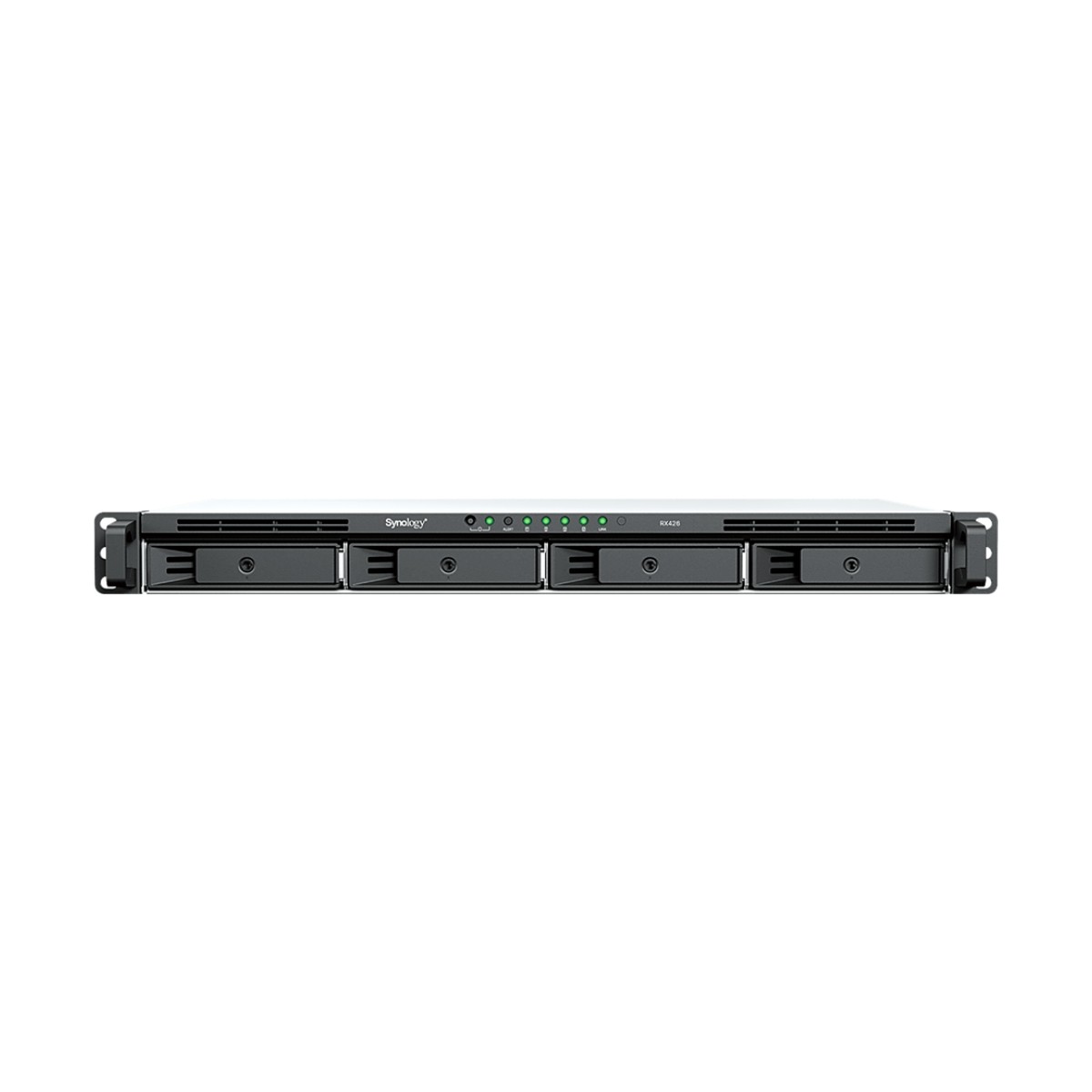 Unidad de Expansión RackStation / 1U 4 Bahías / SATA 3.5" y 2.5" Hot-Swap / Chasis Corto 290 mm (11.4 in) / Expansión en Línea / USB Type-C / Plug & Play / Garantía 3 Años