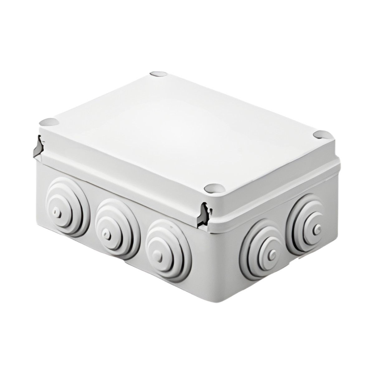 Caja Estanca de PVC Para Derivación y Conexión, 12 Entradas, Tapa Atornillada, 240x190x90 mm (Área interna), Uso Exterior IP55, Material que no Propaga el Fuego y Libre de Hálogenos