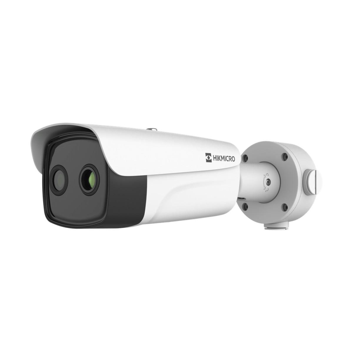 (HIKMICRO) Bala IP Bi-espectral / Térmica (384 X 288 / 9.7 mm) + Óptica (4 MP / 6.4 mm) / IA GUANLAN / Rango: -20°C a 650°C / 2°C Margen / Detección de Fuego y Humo / Alarma Visual y Audible / Dual Light / PoE / IP67 / Ant