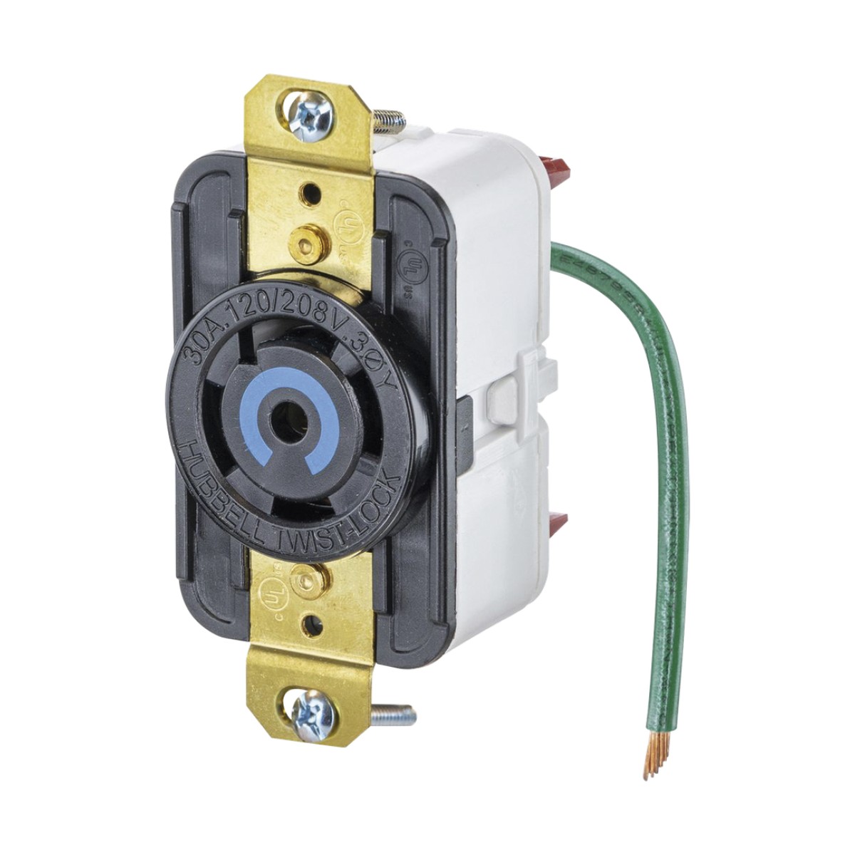Receptáculo de Media Vuelta Industrial 30 A 120/208 V CA/ Nema L21-30R /Color Negro