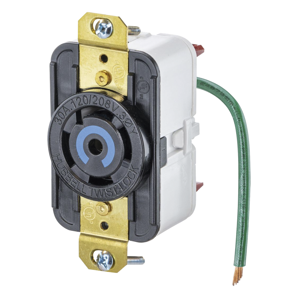 Receptáculo de Media Vuelta Industrial 30 A 120/208 V CA/ Nema L21-30R /Color Negro