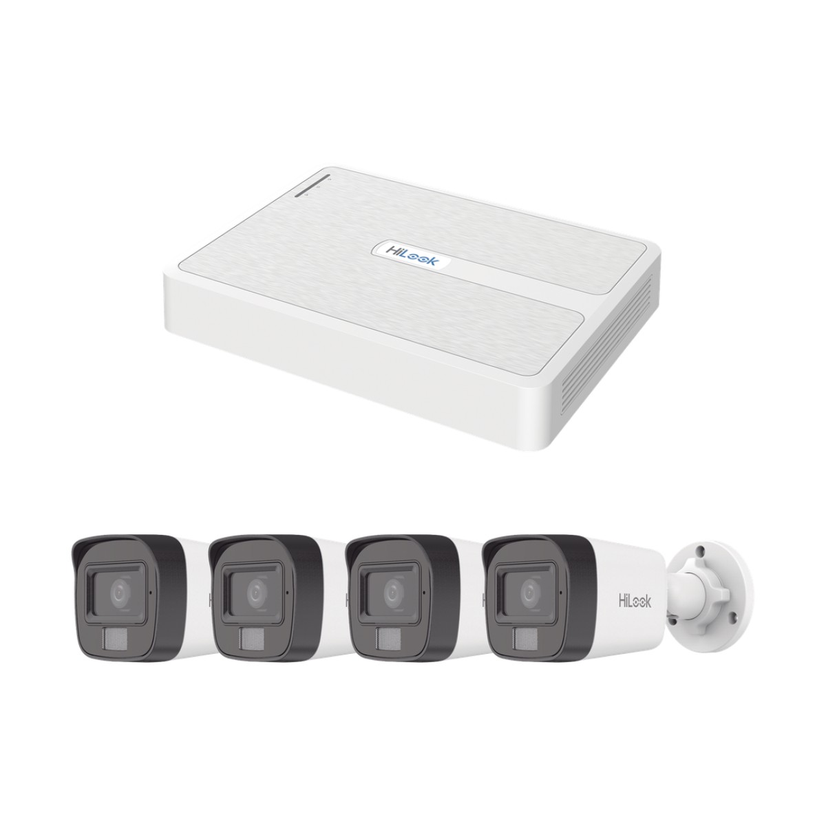 Kit IP 2 Megapixel / NVR de 8 Canales con 8 Puertos PoE / 4 Cámaras IP Bala Dual light para Exterior / Micrófono Integrado