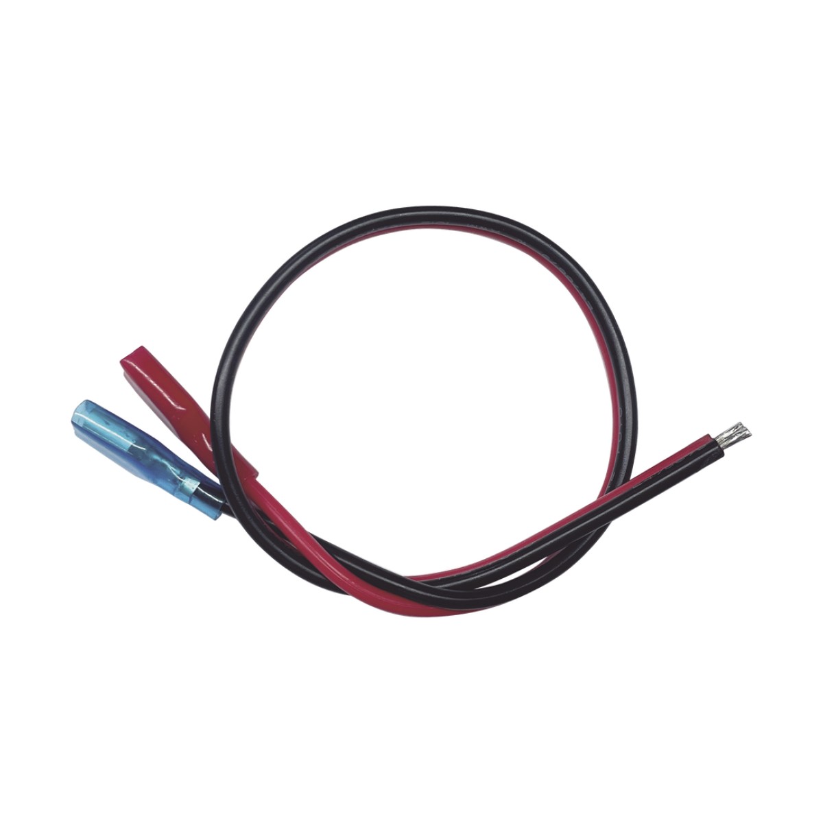 Cables en Paquete Dual / Cable Rojo y Negro / 30 cm (11.81 Pulgadas) / Terminal F1 en un Extremo / Puntas Libres en el Otro / Conexión a Baterías de Respaldo