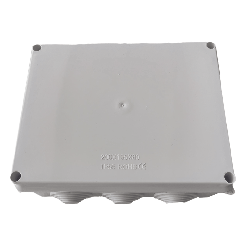 Caja de Derivación-Conexión para Exterior IP65 con 10 Entradas / 200 x 155 x 80 mm (7.9 x 6.1 x 3.1 in) / Sellado Seguro con Empaque + 4 Tornillos / Resiste Agua, Polvo y Sol Directo