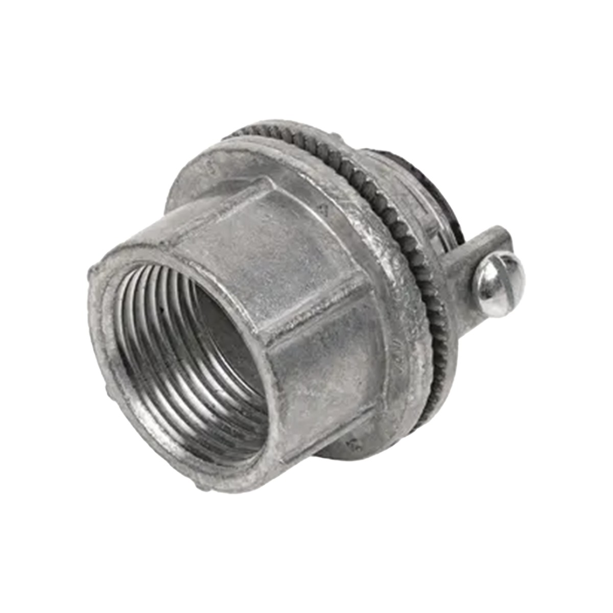 Conector Myers de Zinc  2" con Tornillo para Puesta a Tierra.