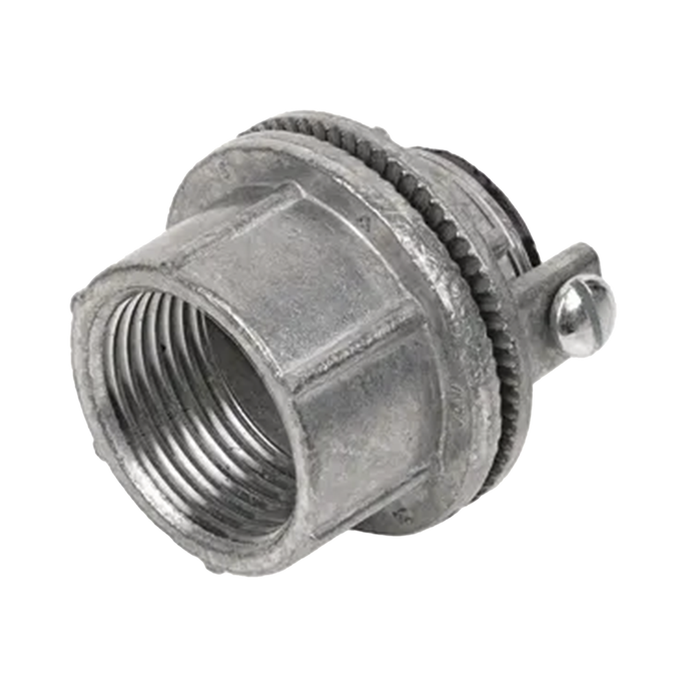 Conector Myers de Zinc  2" con Tornillo para Puesta a Tierra.