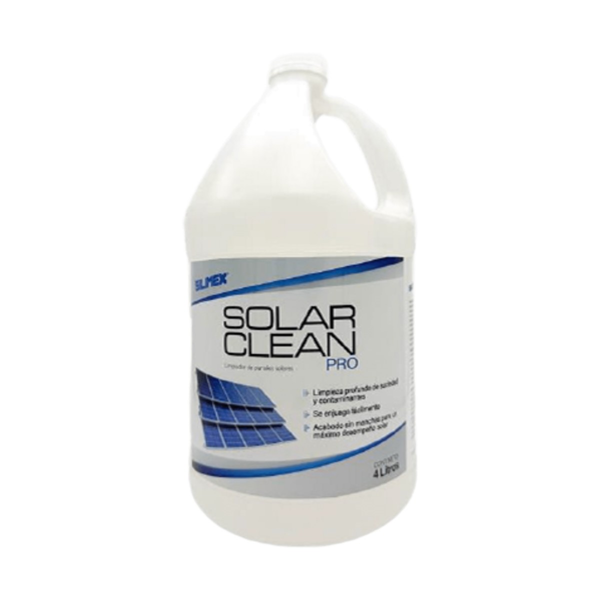 Limpiador Premium para Paneles Solares / Sin Enjuague / Secado Sin Manchas / Elimina Contaminantes que el Agua No Puede Remover / Fórmula Concentrada 25:1 / Seguro para Paneles / Presentación de 4 Litros