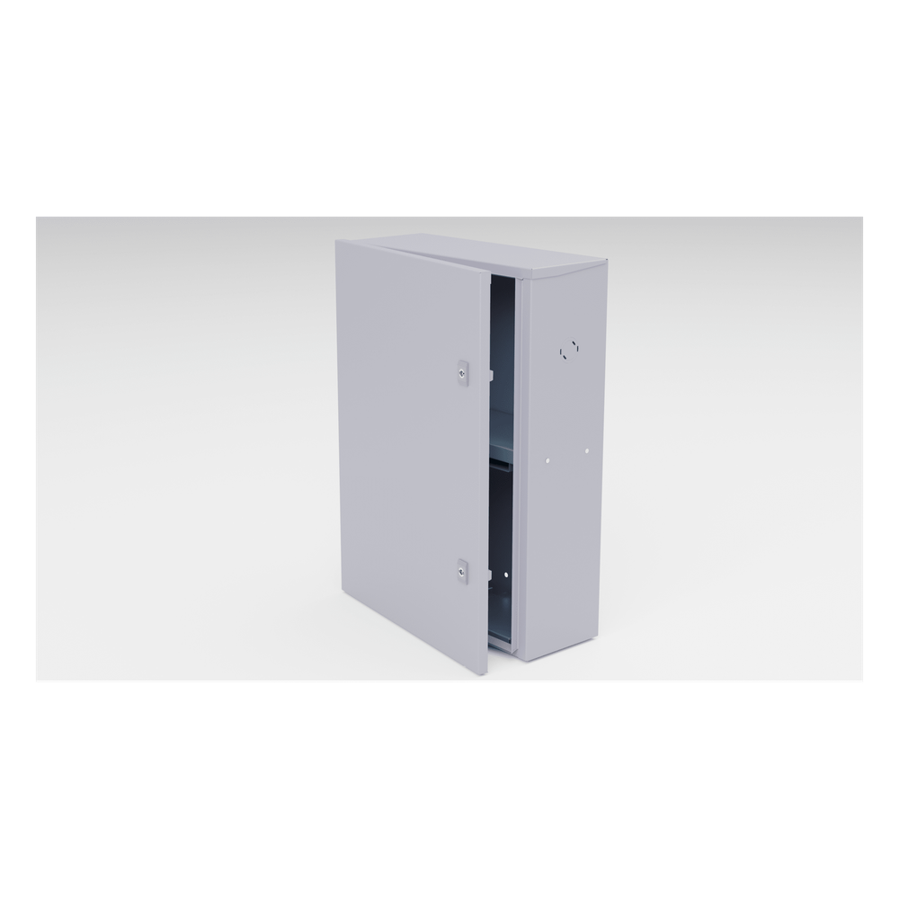 Gabinete para instalación de 2 Baterías , Fabricado en Lámina Galvanizada, Accesorios para poste (No incluidos)