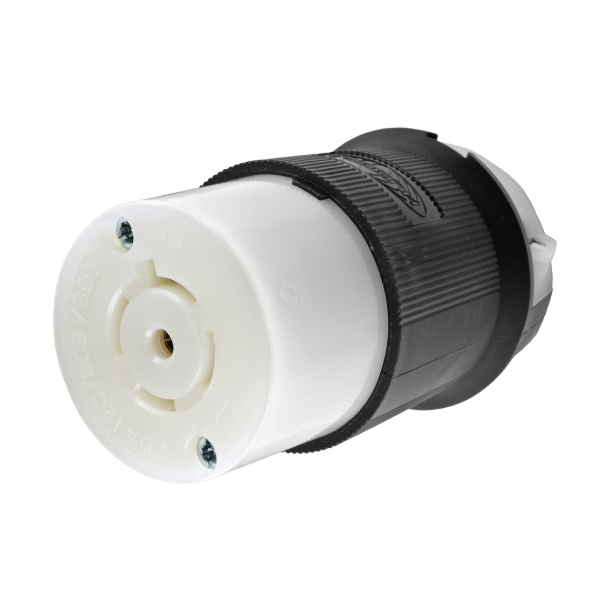 Conector Industrial con Bloqueo de Media Vuelta / 20 A 120/208 V CA / 4 Polos 5 Hilos / Color Blanco y Negro / Nema L21-20R/ Grado Industrial.