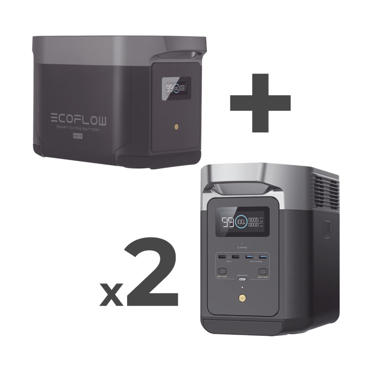 Kit de Estación de Energía Portátil 2048Wh + 2 Baterías Externas 2048Wh (6144Wh Totales)