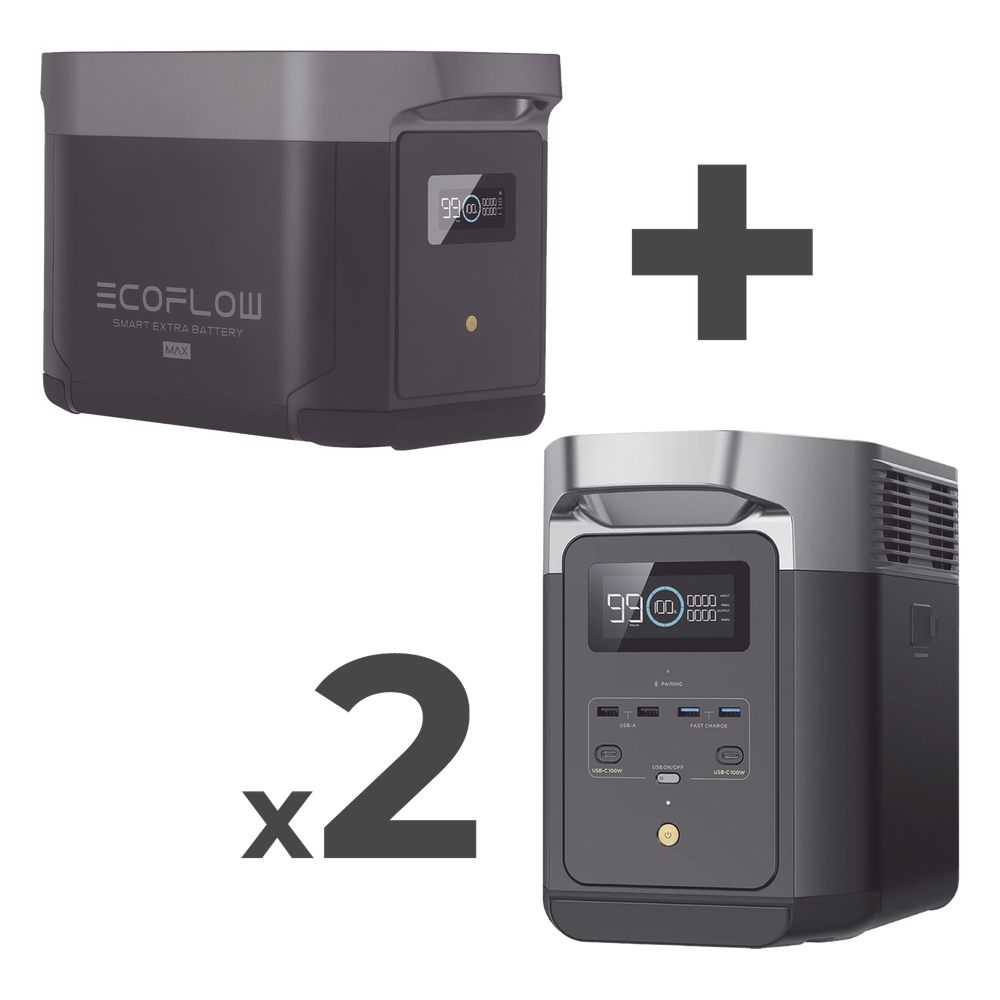 Kit de Estación de Energía Portátil 2048Wh + 2 Baterías Externas 2048Wh (6144Wh Totales)