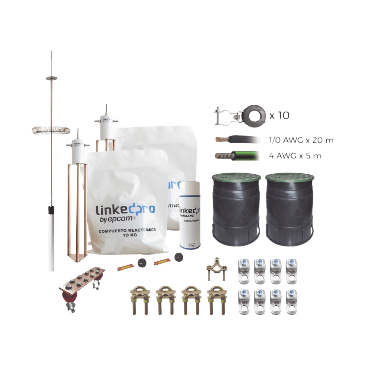Kit Pararrayo  LINKEDPRO con Accesorios de Instalación en Torre de Hasta 15 m de Altura.