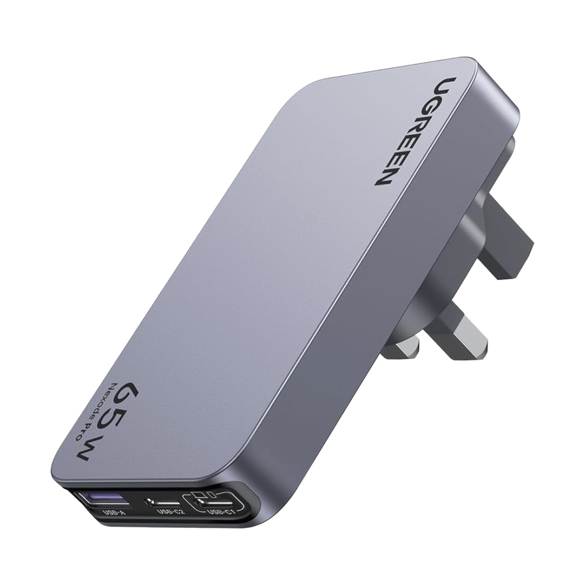 Cargador Rápido GaN 65W UGREEN / 2 Puertos USB-C + 1 Puerto USB-A / Tecnología GaN / Carga Rápida PPS PD 3.0 QC 4.0 / Compatibilidad Universal 100-240V / Diseño Compacto