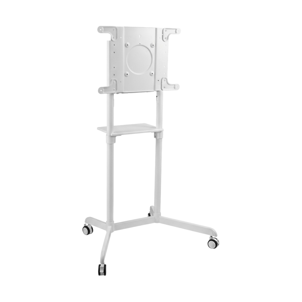Soporte Móvil Rotativo para Pantalla 37"-70" / Rotación 0° a 90° / VESA 200x200 a 600x400 / Carga 70 kg / Ruedas con Bloqueo / Color Blanco