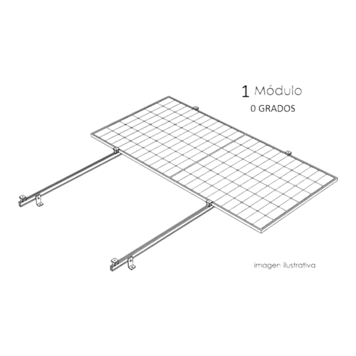 Kit Basel Sistema de Montaje Fotovoltaico Para 1 Módulo a 0° / Velocidad de Viento 170 km/h / Módulo 2.382 m x 1.134 m (7.81 ft x 3.72 ft) / Potencia 645 W