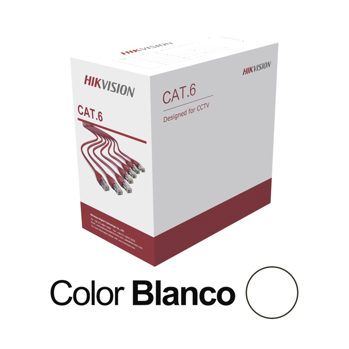 Bobina de Cable UTP 305 Metros (1000 Pies) / Cat 6 (24 AWG) / Color Blanco / PVC (CM) / Uso en Interior / CCA (Cobre con Aluminio) / Aplicaciones de CCTV y Redes de Datos