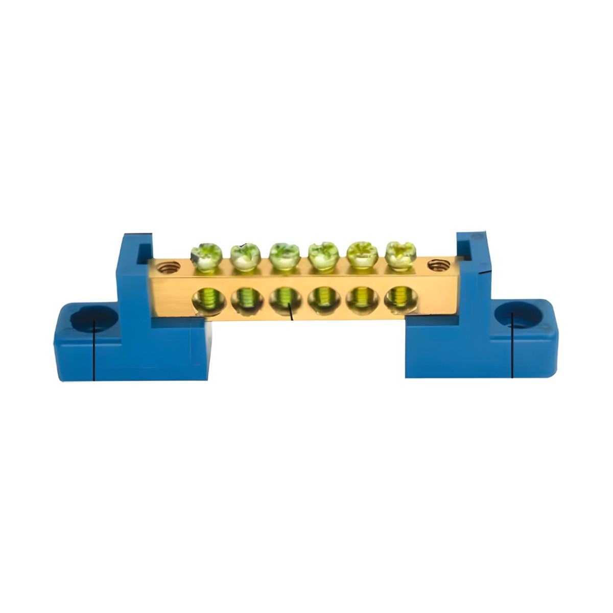 Terminal de CableadoTipo Puente / 6 Orificios / Tornillos M5 / PP Retardante a la Flama / 16 mm² / 80 A / 750 V CA