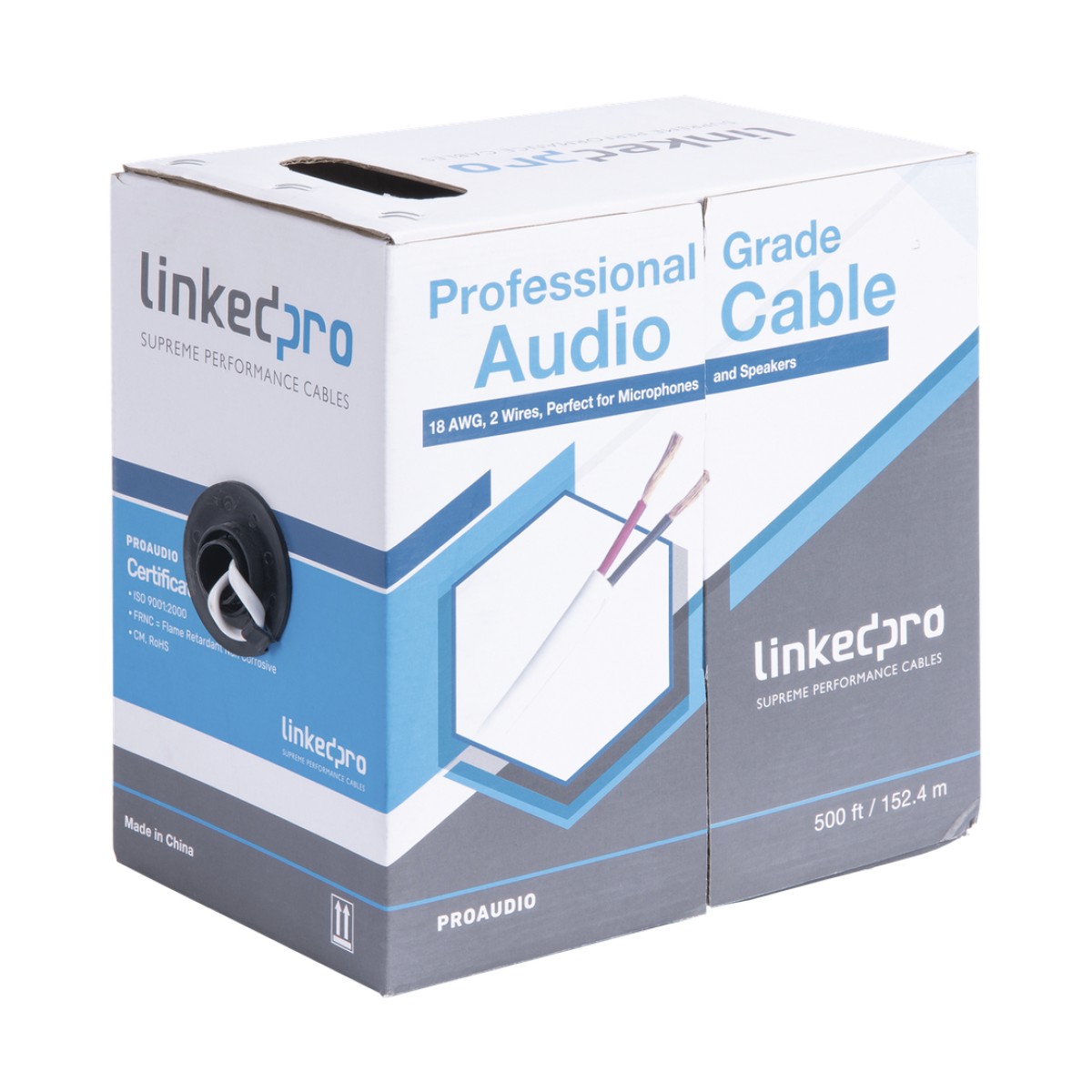 Bobina de 152 m (500 ft) / Cable para Bocina 2x18 AWG / Blanco