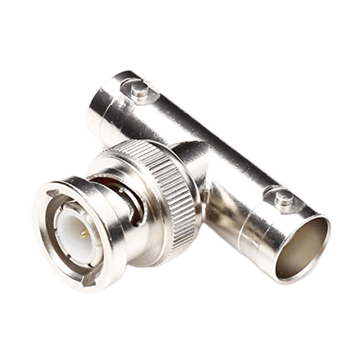 Adaptador en T para 75 Ohm de Conector BNC Macho a Doble BNC Hembra, Níquel/ Oro/ Teflón.