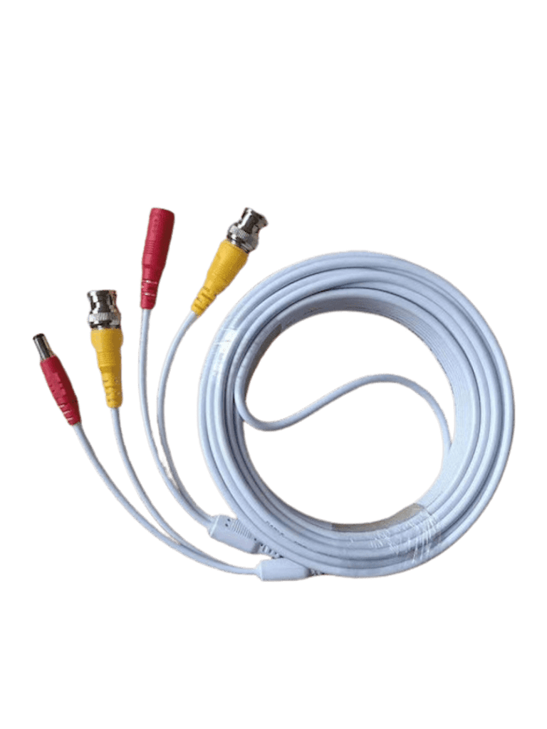 TCE LMG-BNC10W-Cable Coaxial Armado de 10 Metros para Video y Energía / Color Blanco / Soporta Cámaras HD / Conectores BNC y de Energía / Soporta: AHD/CVI/TVI/CVBS