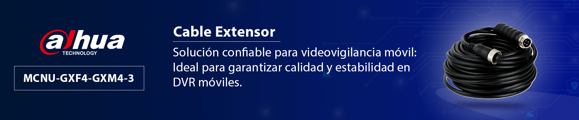DAHUA MCNU-GXF4-GXM4-3 - Cable extensor tipo aviación de 3 Metros/ Para transmisión de video y audio analogico/ Conectores M12 hembra a M12 macho/ 4 Pines/ Especial para DVR Movil/