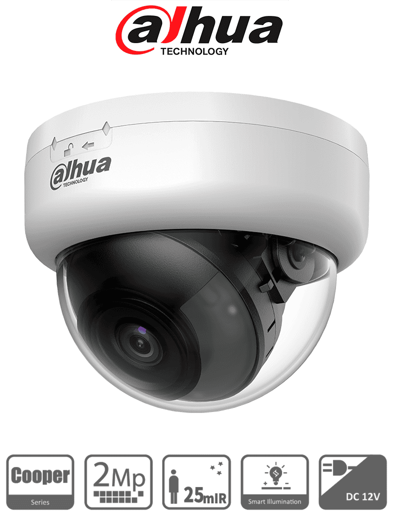 DAHUA DH-HAC-D1A21N-U - Cámara Domo HDCVI 1080P/ Lente de 2.8 mm/ IR Inteligente de Hasta 25 Mts/ WDR Digital/ Soporta HDCVI & AHD & HDTVI & CVBS/ Policarbonato