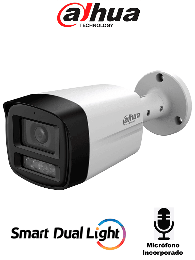 DAHUA DH-HAC-HFW1801TLMN-IL-A-S3- Cámara Bullet 4k/ Iluminador Dual Inteligente / Lente de 2.8 mm/ 106 Grados de Apertura/ Microfono Integrado/ #PCQ2