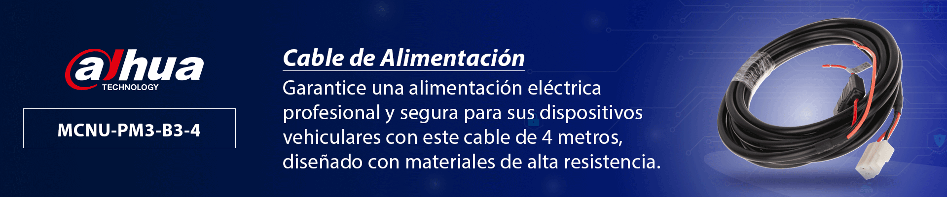 DAHUA MCNU-PM3-B3-4 Cable de Alimentación para grabadores móviles
