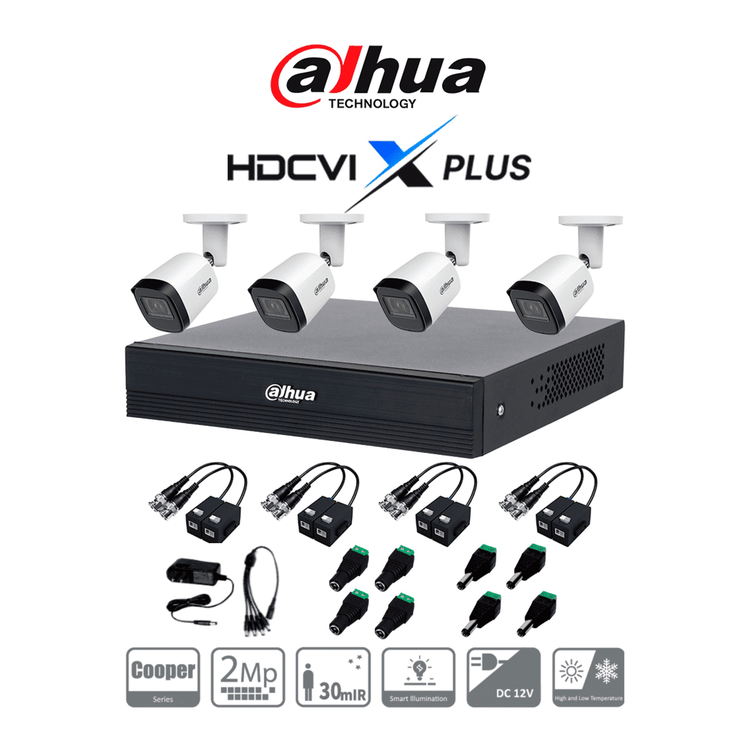 DAHUA DH-KIT/XVR1B04-I/T/4-B2A21N-U-0280B/Balun
